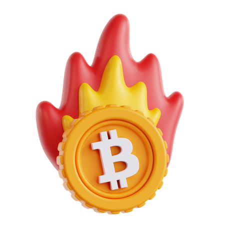 Burning Bitcoin  3D Icon