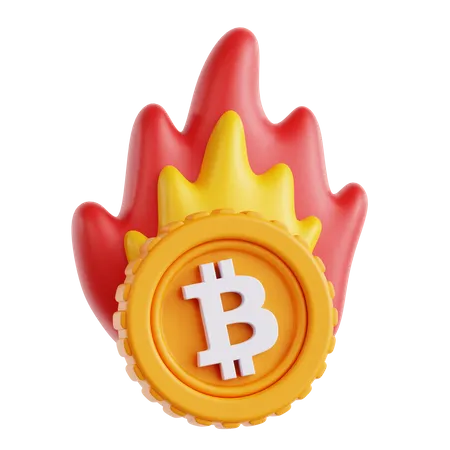 Burning Bitcoin  3D Icon