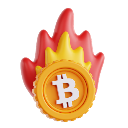 Burning Bitcoin  3D Icon