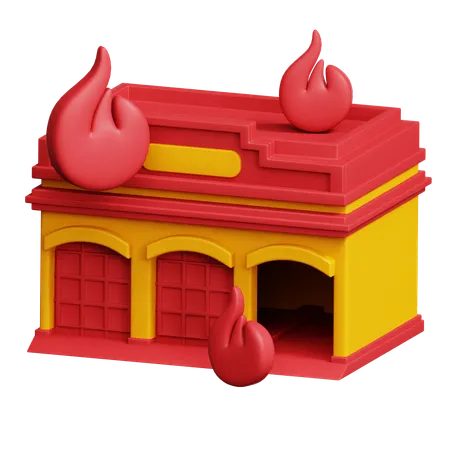 Burning Building  3D Icon