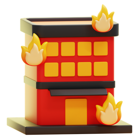 BURNING BUILDING  3D Icon