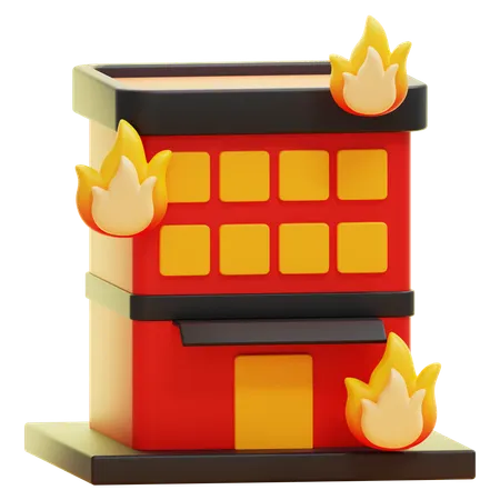 BURNING BUILDING  3D Icon