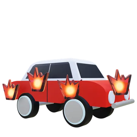불타는 차  3D Icon