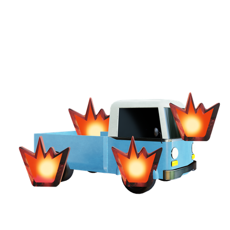 Burning Car  3D Icon