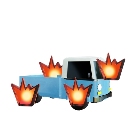 Burning Car  3D Icon