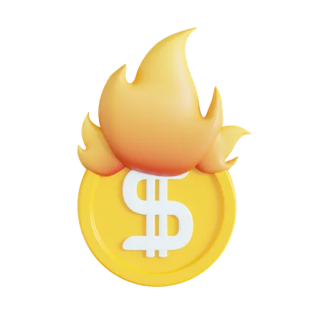 Burning Coin  3D Icon