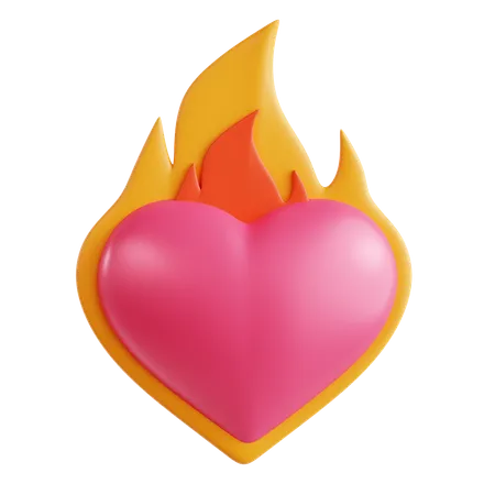 Burning Heart  3D Icon