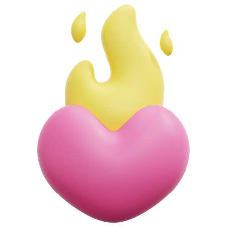 Burning Heart  3D Icon