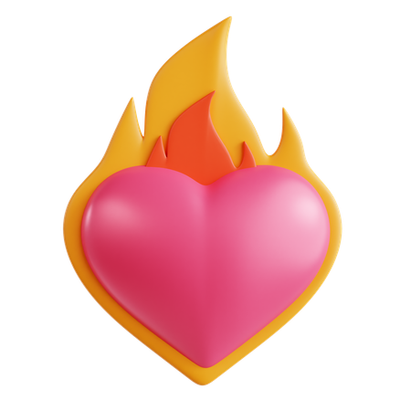 Burning Heart  3D Icon