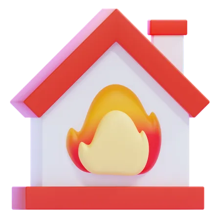 燃える家  3D Icon