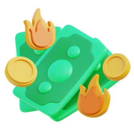 お金を燃やす  3D Icon