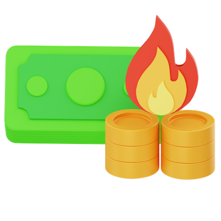 Burning Money  3D Icon