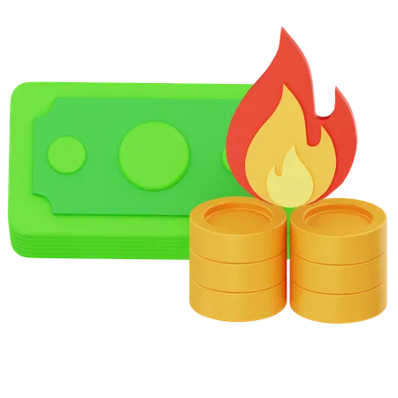 Burning Money  3D Icon