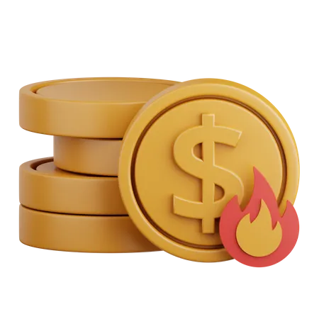 3 D Rendering Burning Money Isolated Useful For Banking Currency Finance And Global Business Design 3D Icon