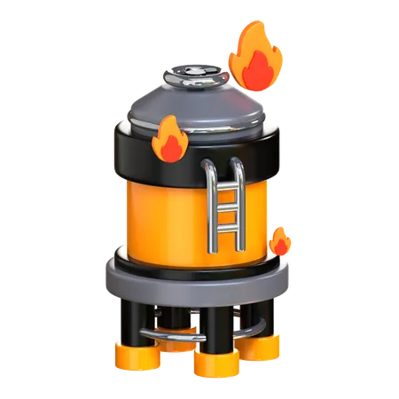 Burning Oil Tank  3D Icon