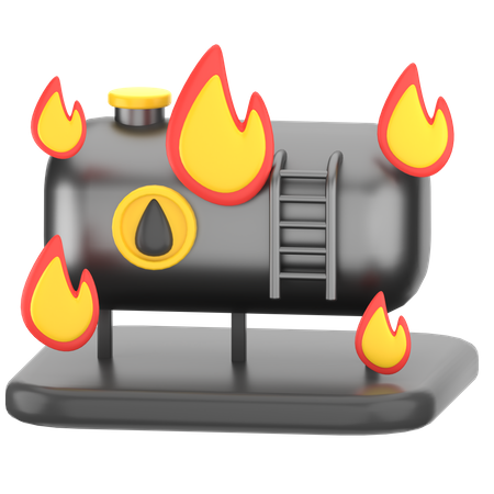 Burning Oil Tank  3D Icon