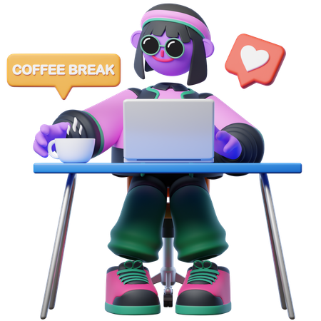 Kaffeepause im Büro  3D Illustration