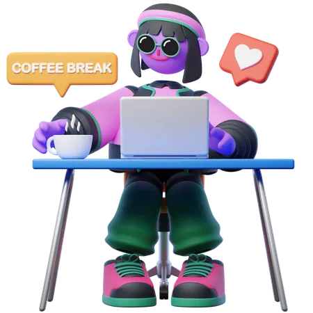 Kaffeepause im Büro  3D Illustration