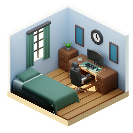 Büro und Schlafzimmer  3D Icon