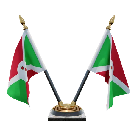 Burundi Double (V) Desk Flag Stand 3D Icon