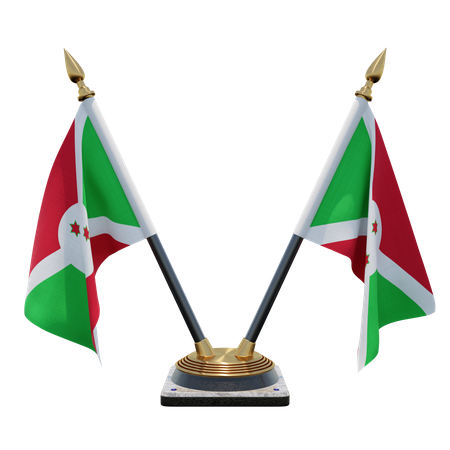 Burundi Double Desk Flag Stand 3D Illustration