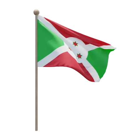 Mât de drapeau burundais  3D Flag