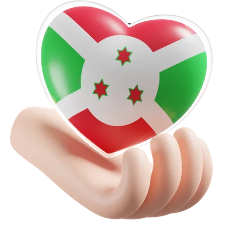 Burundi Flag Heart Hand Care 3D Icon