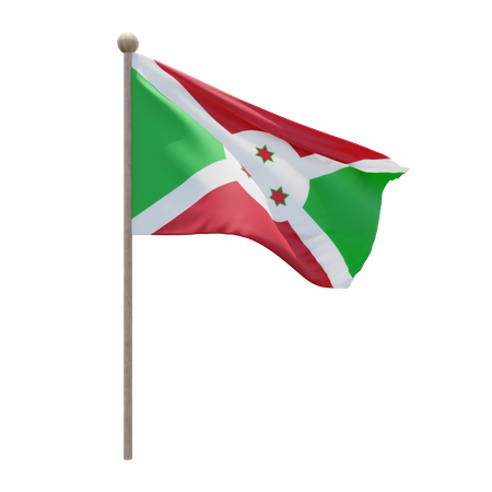 Mât de drapeau burundais  3D Flag