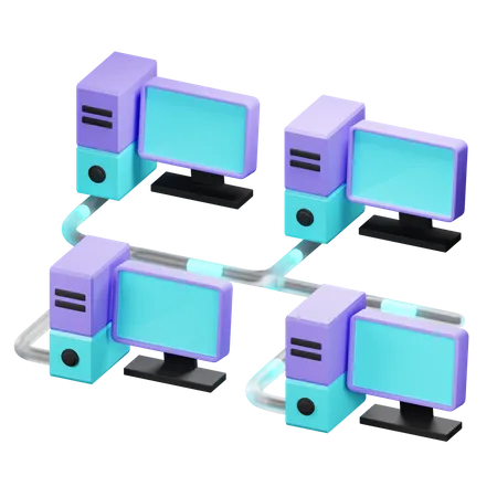 Bus Network Topology  3D Icon