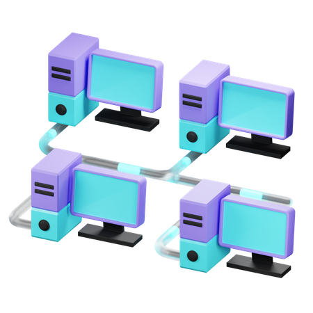 Bus Network Topology  3D Icon