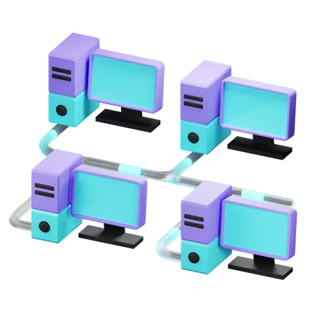Bus Network Topology 3D Icon