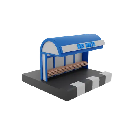 Bus Stop  3D Illustration