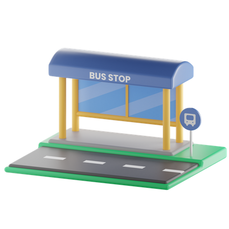 Bus Stop  3D Illustration