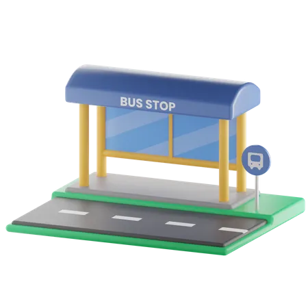 Bus Stop  3D Illustration