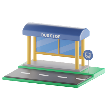 Bus Stop 3D Illustration