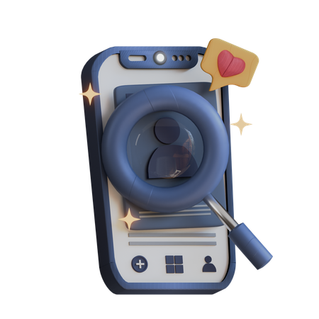 Aplicación móvil buscar amor  3D Icon