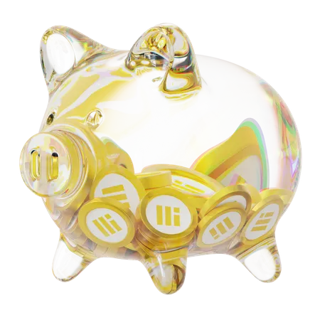 Busd Clear Glass Piggy Bank With Decreasing Piles Of Crypto Coins  3D Icon