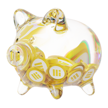 Busd Clear Glass Piggy Bank With Decreasing Piles Of Crypto Coins  3D Icon