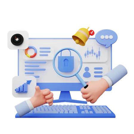 Business account security  3D Illustration