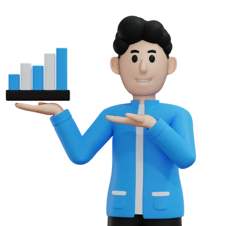 Business Analyser Showing business growth 3D Illustration