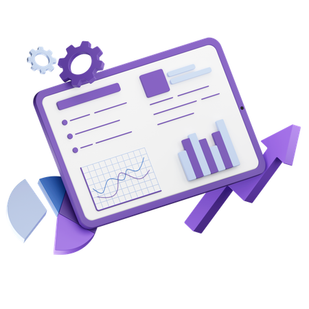 Business Analytics On Tablet  3D Icon