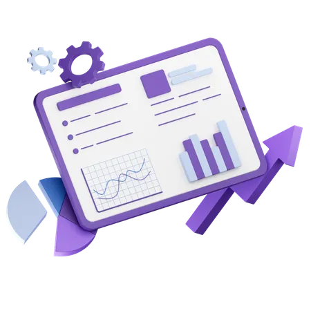 Business Analytics On Tablet  3D Icon