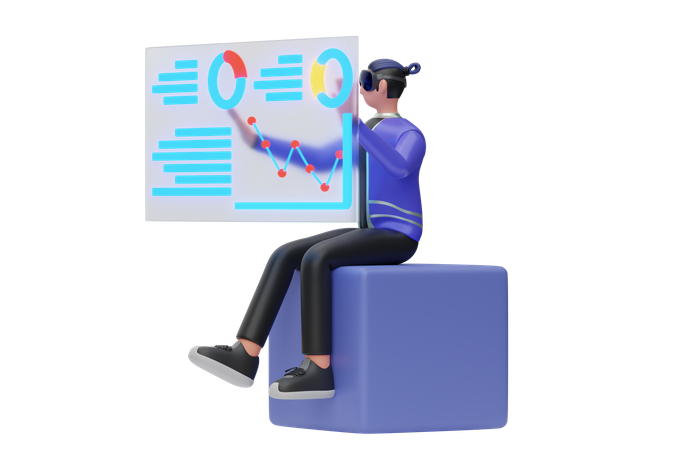 Business Analytics Using Metaverse  3D Illustration