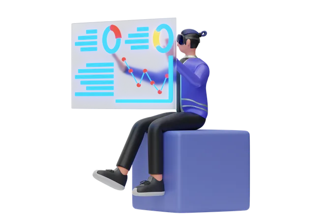 Business Analytics Using Metaverse  3D Illustration