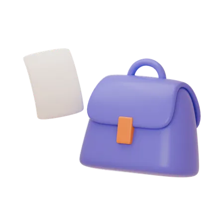 Business Bag With A Document 3D Illustration