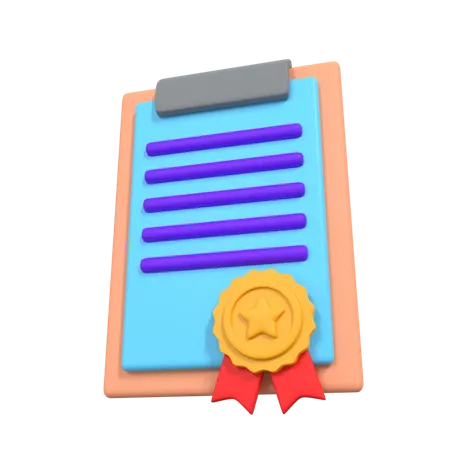 Business Certificate  3D Illustration