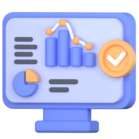 Business Chart Analysis On Desktop 3D Icon