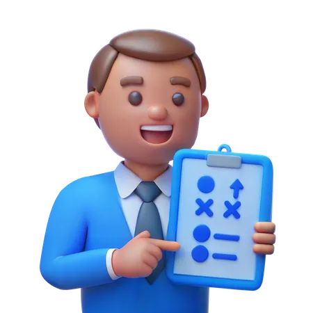 Business Consultant with Strategy Plan  3D Icon