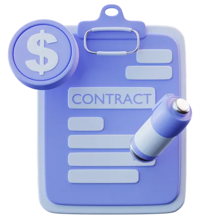 3 D Illustration Business Contract 3D Icon