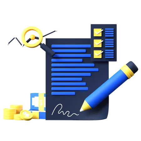 3 D Business Contract Agreement 3D Icon